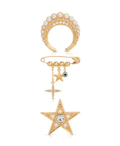 Ettika Gold Plated Celestial Brooch Set In Gold