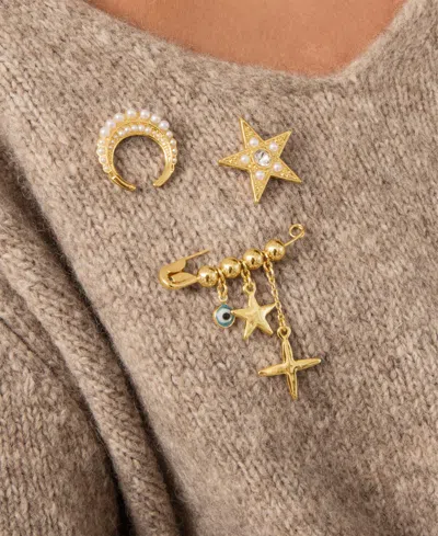 Ettika Gold Plated Celestial Brooch Set In Gold