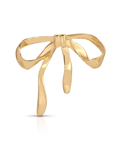 Ettika Gold Plated Bow Organica Brooch In Brown