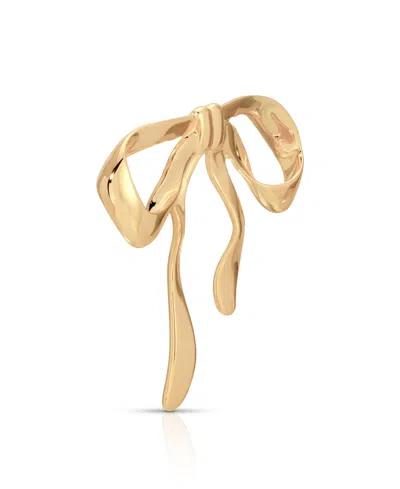 Ettika Gold Plated Bow Organica Brooch In Brown