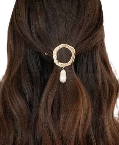 Ettika Open Circle Cultivated Pearl Barrette In Blue