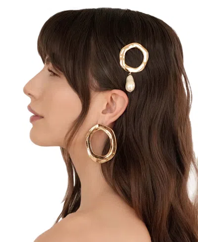 Ettika Open Circle Cultivated Pearl Barrette In Blue