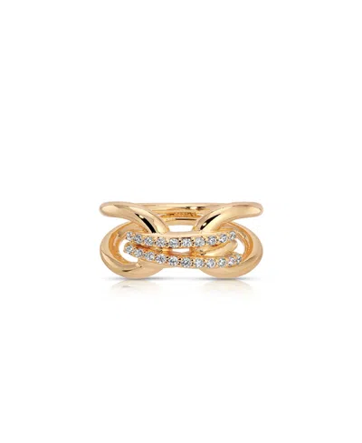 Ettika Gold Plated Double Sparkle Ring In Gold