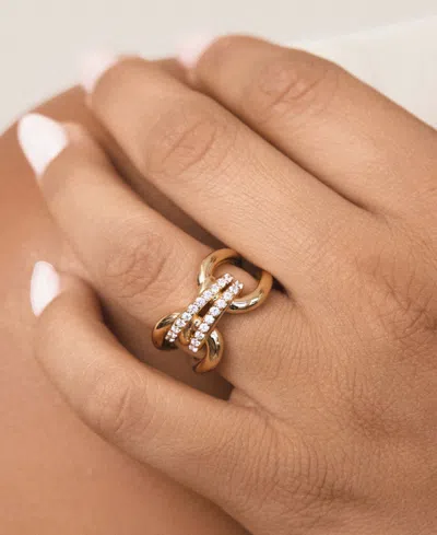 Ettika Gold Plated Double Sparkle Ring In Gold