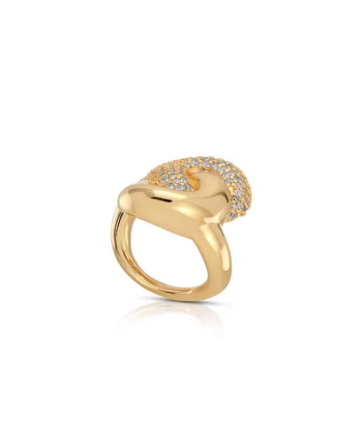 Ettika Gold Plated Love Me Knot Ring In Blue
