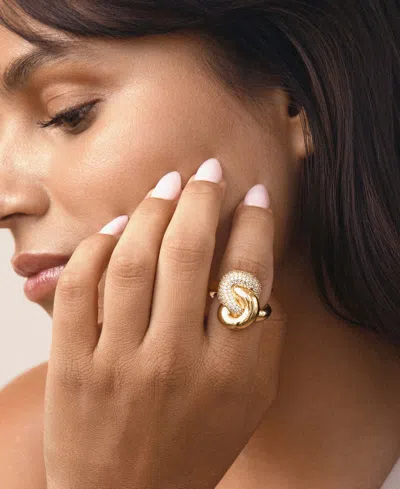 Ettika Gold Plated Love Me Knot Ring In Blue