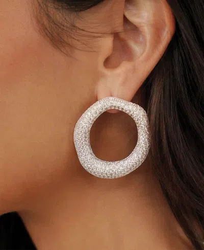 Ettika Pave Open Circle Drop Earrings In Blue
