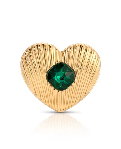 Ettika Emerald Heart Brooch In Brown