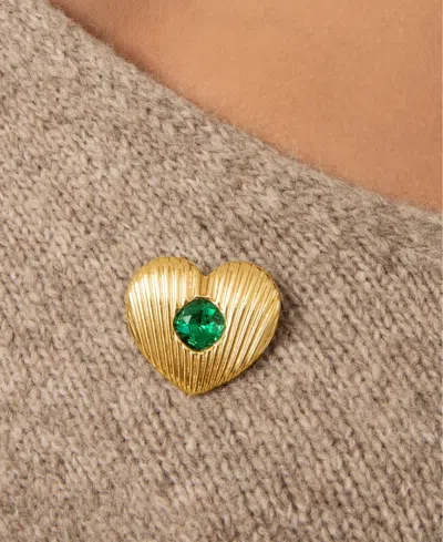 Ettika Emerald Heart Brooch In Brown