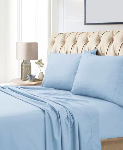 Tribeca Living Egyptian Cotton Sateen 800 Thread Count Extra Deep Pocket Queen Sheet Set In Blue