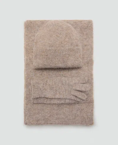 Mango Women's Plain Knitted Scarf In Brown