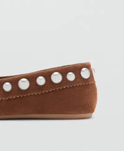 Mango Women's Studded Suede Moccasins In Brown