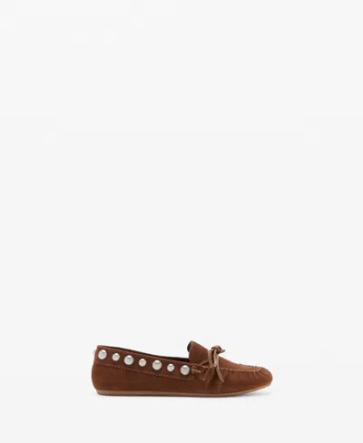 Mango Women's Studded Suede Moccasins In Brown