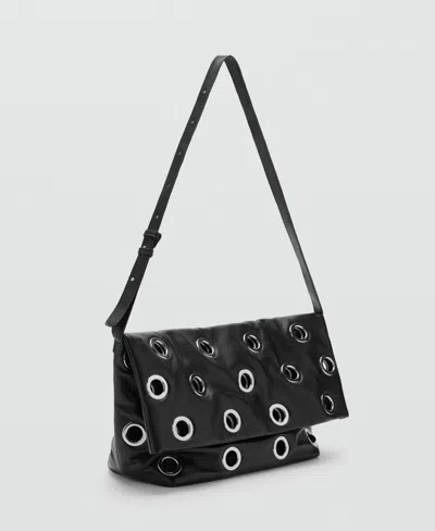 Mango Women's Eyelets Crossbody Bag In Black