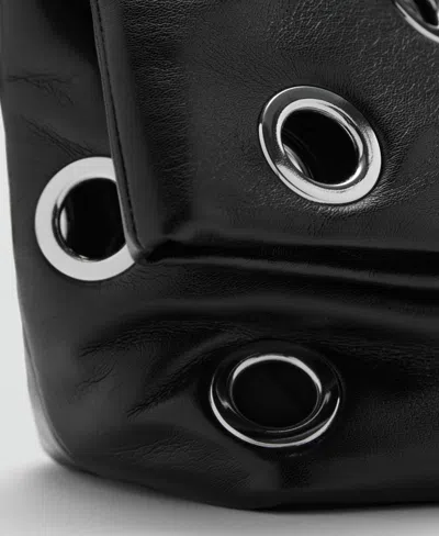 Mango Women's Eyelets Crossbody Bag In Black