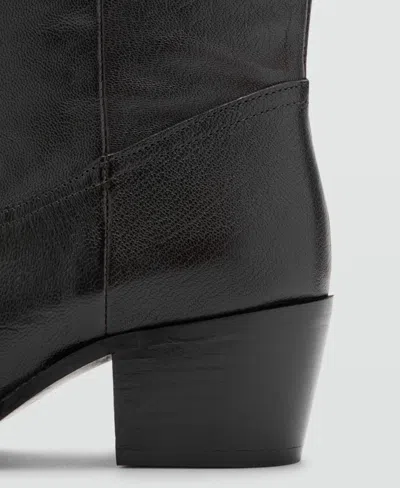 Mango Women's Leather Pointed Ankle Boots In Black