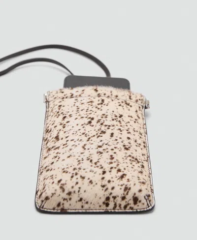 Mango Women's Leather And Fur Mobile Phone Case In Brown