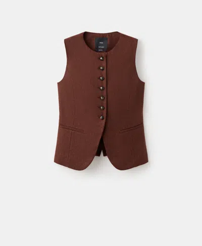 Mango Women's Wool-blend Buttons Vest In Brown