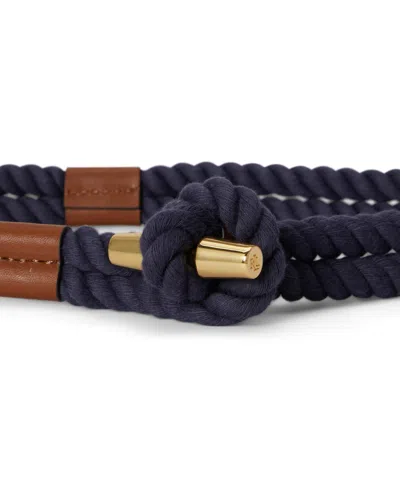 Ralph Lauren Women's Leather Trim Rope Toggle Skinny Belt In Blue