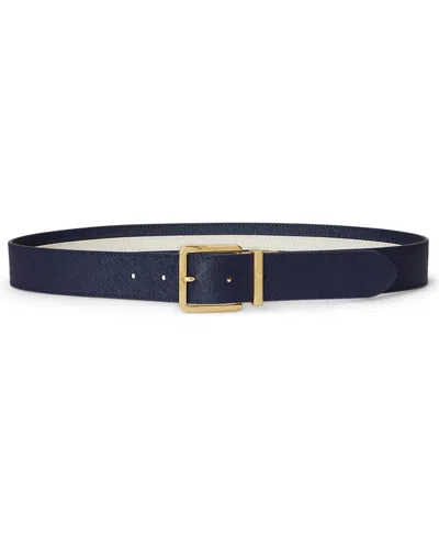 Ralph Lauren Women's Two-tone Reversible Crosshatch Belt In Blue