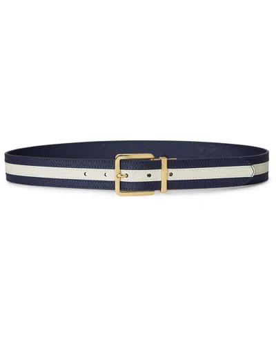 Ralph Lauren Women's Two-tone Reversible Crosshatch Belt In Blue