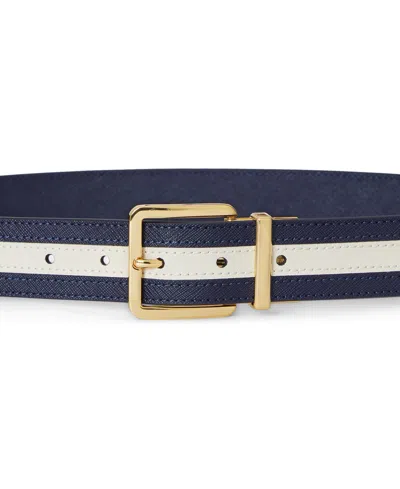 Ralph Lauren Women's Two-tone Reversible Crosshatch Belt In Blue