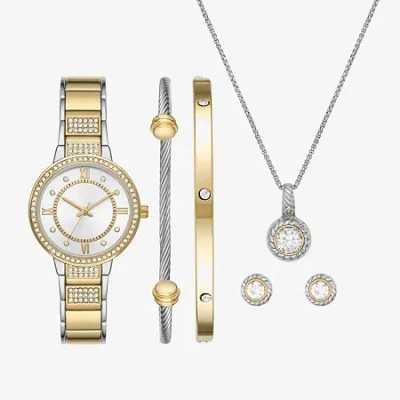 Asstd National Brand Ladies Boxed Sets Womens Crystal Accent Multicolor 6-pc. Watch Boxed Set Fmdjset356 In Gold