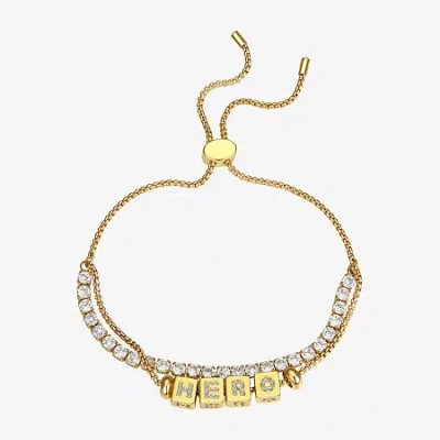 Footnotes Hero Womens Cubic Zirconia 14k Gold Over Brass Bolo Bracelet In Gold