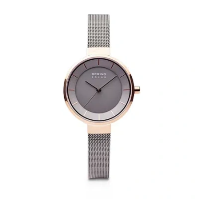 Bering Slim Solar Womens Two Tone Stainless Steel Bracelet Watch 14631-369 In Multi