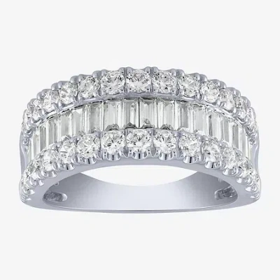 Modern Bride (h-i / Si2) Womens 2 Ct. T.w. Lab Grown White Diamond 10k White Gold Anniversary Engagement Ring In Silver