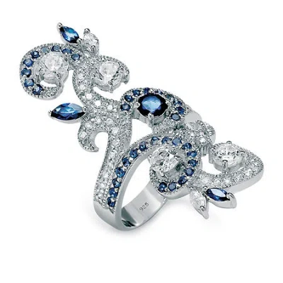 Fine Jewelry Diamonart Womens 1 3/4 Ct. T.w. White Cubic Zirconia Sterling Silver Round Cocktail Ring In Silver