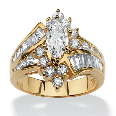 Fine Jewelry Diamonart Womens 3 1/4 Ct. T.w. White Cubic Zirconia 18k Gold Over Silver Engagement Ring In Multi