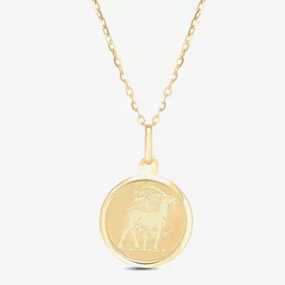 Fine Jewelry Limited Quantities! Womens 14k Gold Round 18 Inch Zodiac Pendant Necklace In Yellow