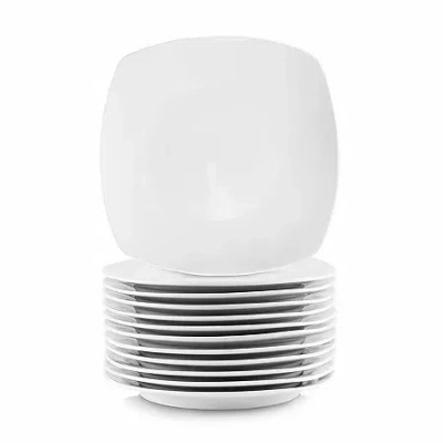 Elama Square Large 12-pc. Stoneware Dinner Plate In White