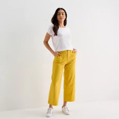 St. John's Bay Womens Wide Leg High Rise Cropped Pant In Yellow