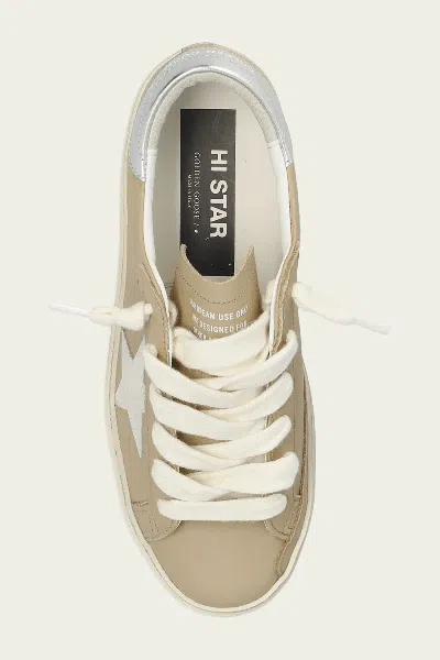 Golden Goose Hi-star Beige Grey Leather Sneaker In Multi