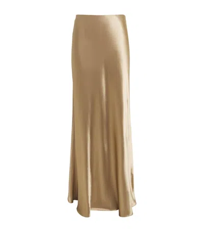 Lafayette 148 Satin Maxi Skirt In Sand