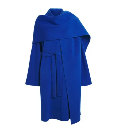 Lafayette 148 Wool-cashmere Detachable Cape Coat In Blue