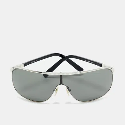 Pre-owned Louis Vuitton Black/silver Tone Z0412u Attraction Mask Shield Sunglasses