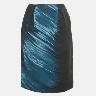 Pre-owned Marni Black/blue Printed Cotton Pencil Skirt S