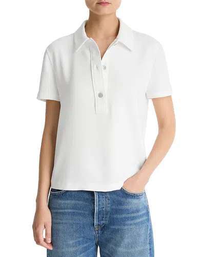 Vince Crepe Short Sleeve Polo In White