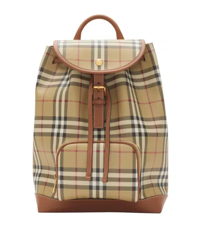 Burberry Check Backpack In Brown