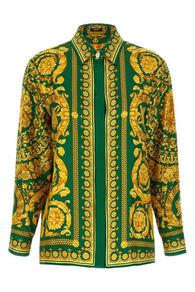 Versace Twill Shirt Shirt And Blouse Green In Green