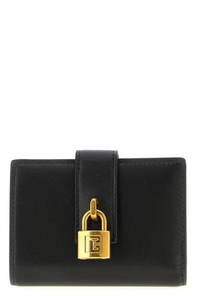 Balmain Padlock Leather Wallet In Black