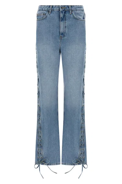 Rotate Birger Christensen Twisted Lacing Jeans In Blue