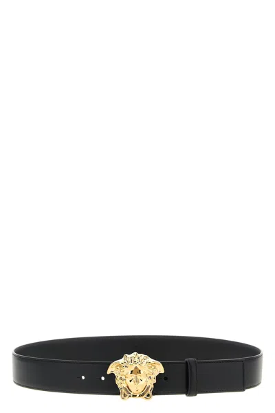 Versace Men La Medusa Leather Belt In Multicolor