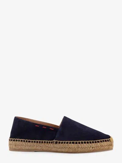Kiton Ciro Paone Suede Espadrillas With Iconic Stitching In Blue