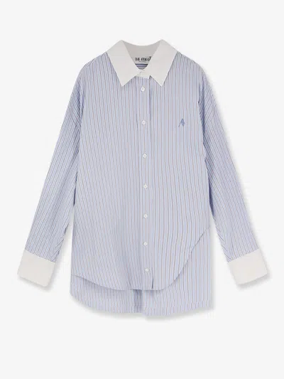 Attico Oversize Striped Cotton Shirt In Blue