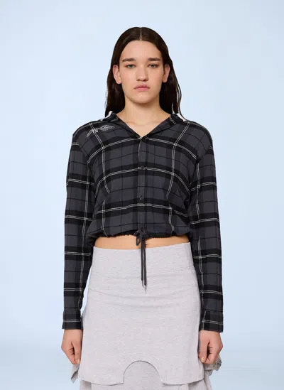 Gina Corrieri Check Hooded Shirt In Black