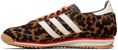Adidas Originals Womens Adidas Sl 72 Leopard-print Suede And Mesh Low-top Trainers In Black